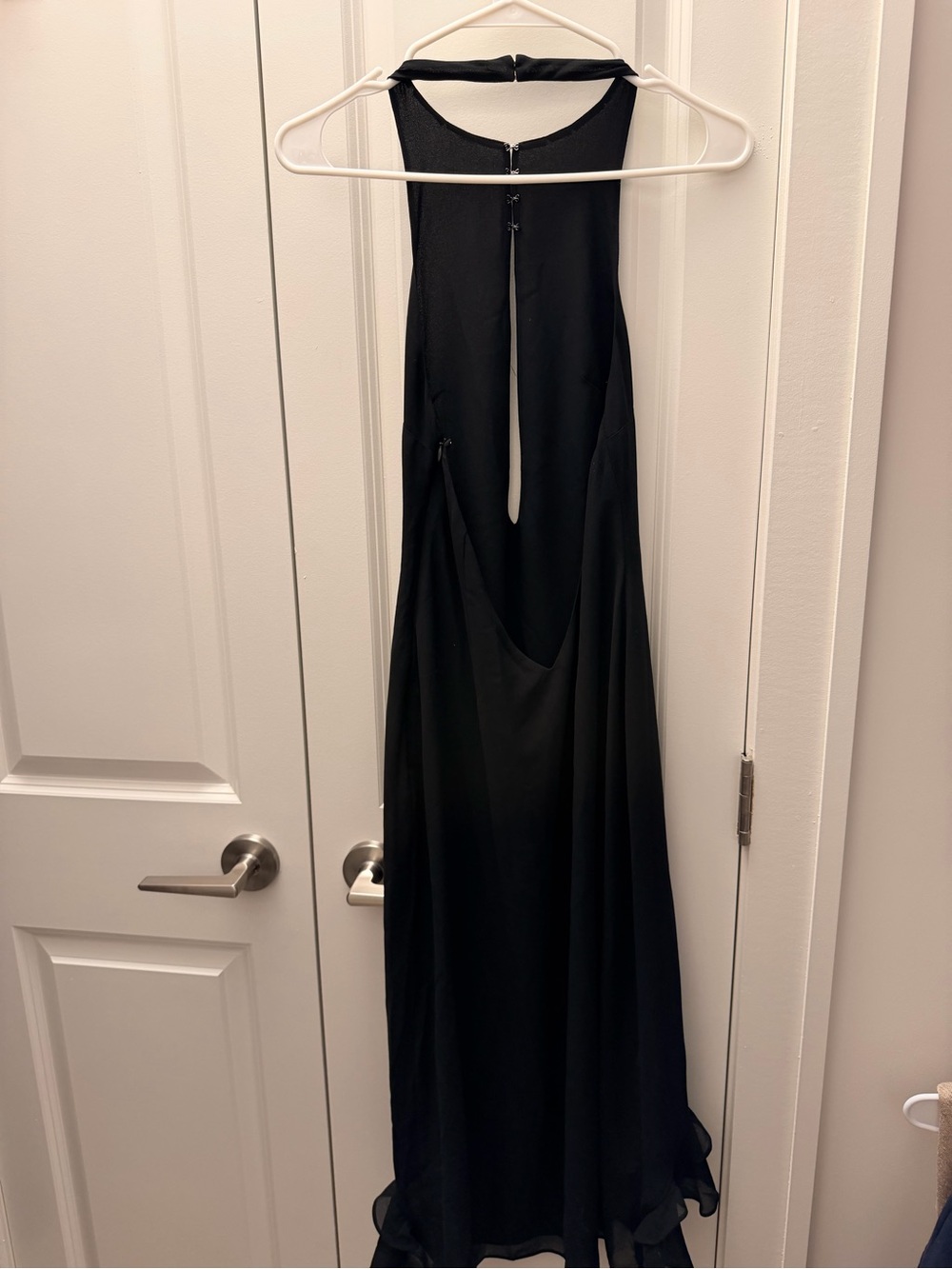 Black Halter Keyhole High-Low Ruffle Dress - Picture 4 of 5